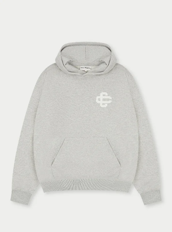 Classic Fitwear HEAVYWEIGHT APPLIQUE EMBLEM HOODIE - GREY MARL