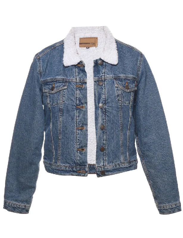 Smart Weekend Button Front Shearling Denim Jacket - S