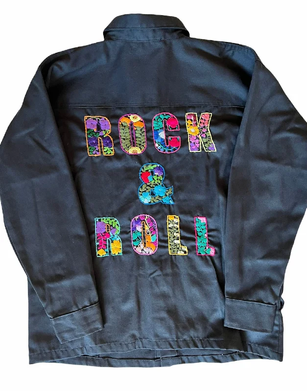 Modern Outerwear Look Rock & Roll Jacket with Floral Embroidery