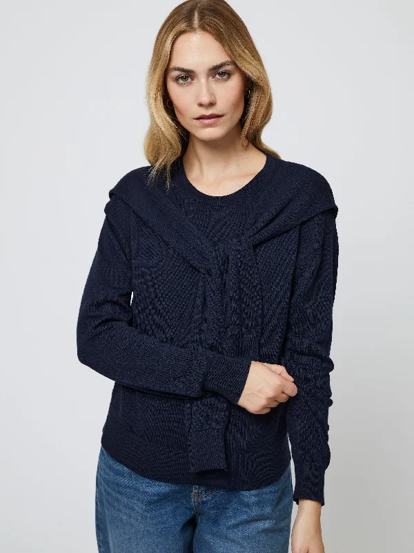 Urban Weekend Look Cashmere Blend Tie Sweater