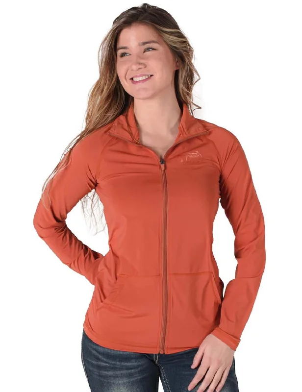 Weekend Rugged Cowgirl Tuff Womens Full Zip Cadet UPF Rust Nylon Softshell Jacket