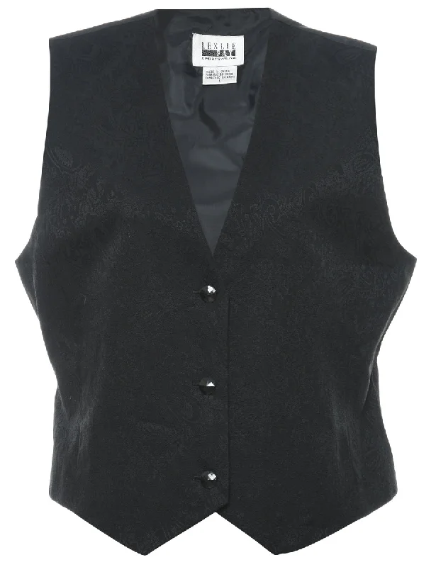 Relaxed Classic Look Black Waistcoat - L