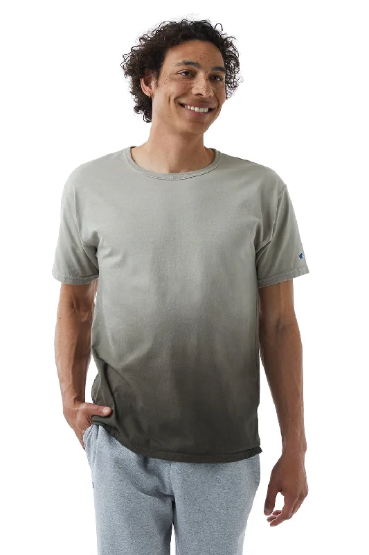 Sporty Minimalist Champion Mens Dip Dye Short Sleeve Crewneck T-Shirt - Army Ombre