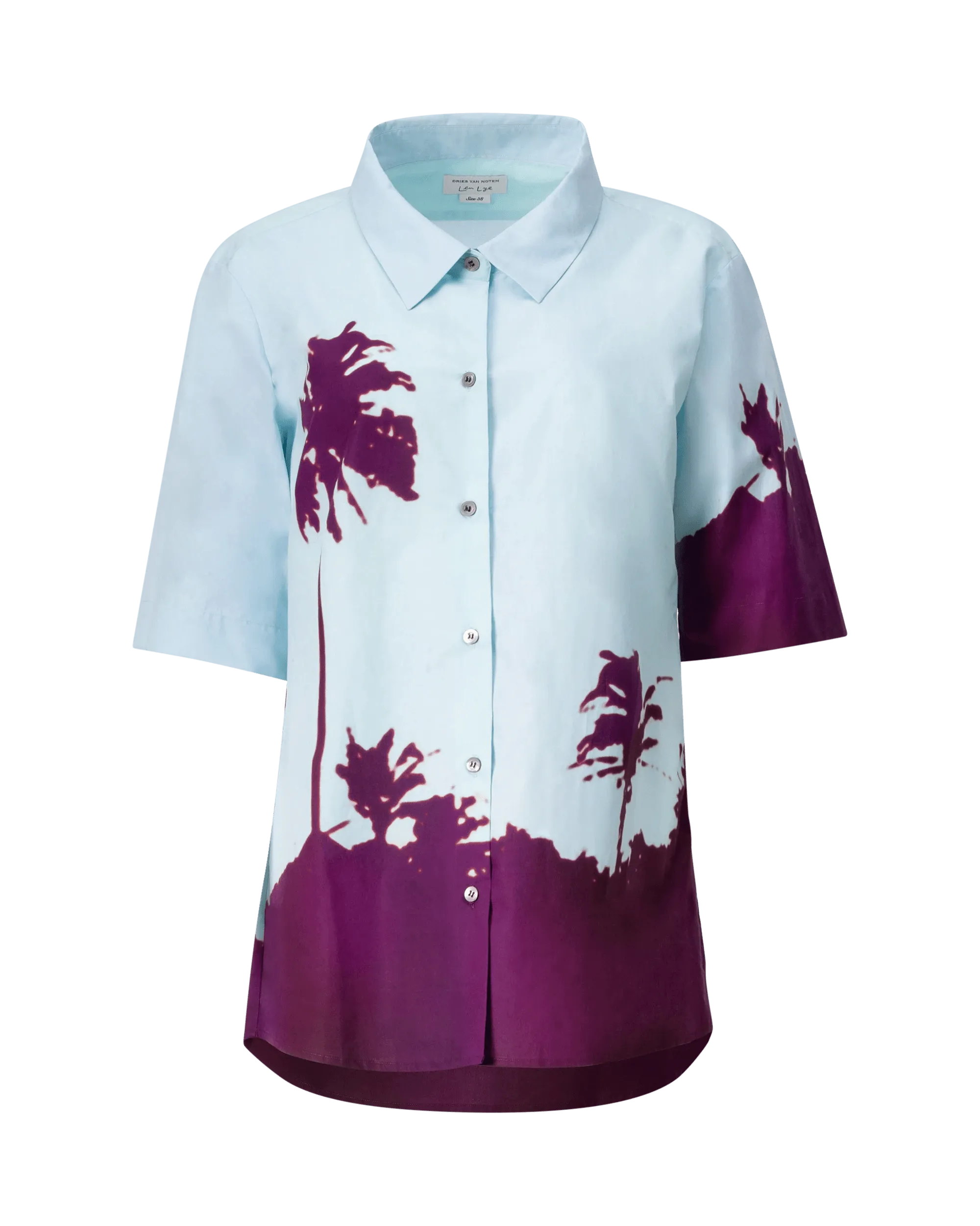 Modern Chic Outfit Palm-Printed Cotton Poplin Shirt