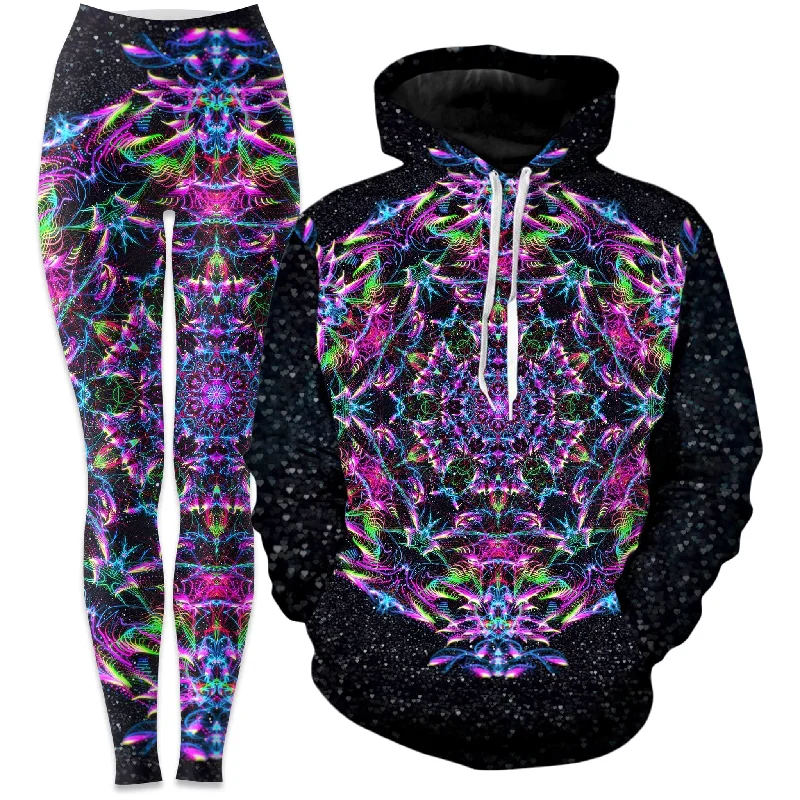 Relaxed Edge Look Purp Geometric Hoodie and Leggings Combo