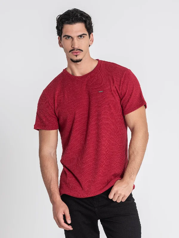 Weekend Sporty Burgundy Striped Tee