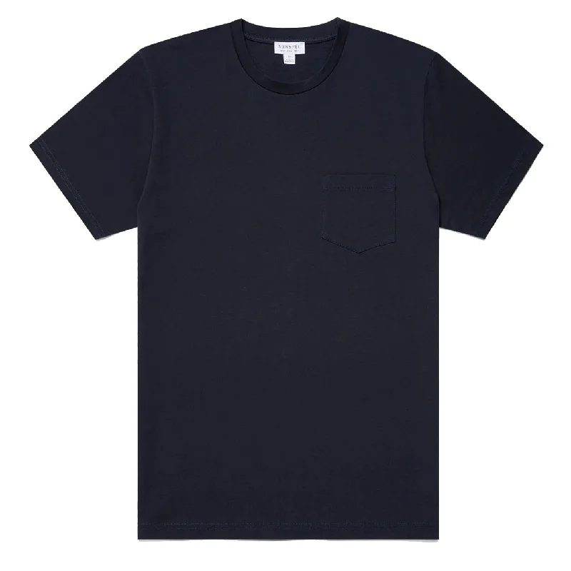 Elevated Weekend Sunspel Riviera Pocket Crew Neck T-Shirt Navy