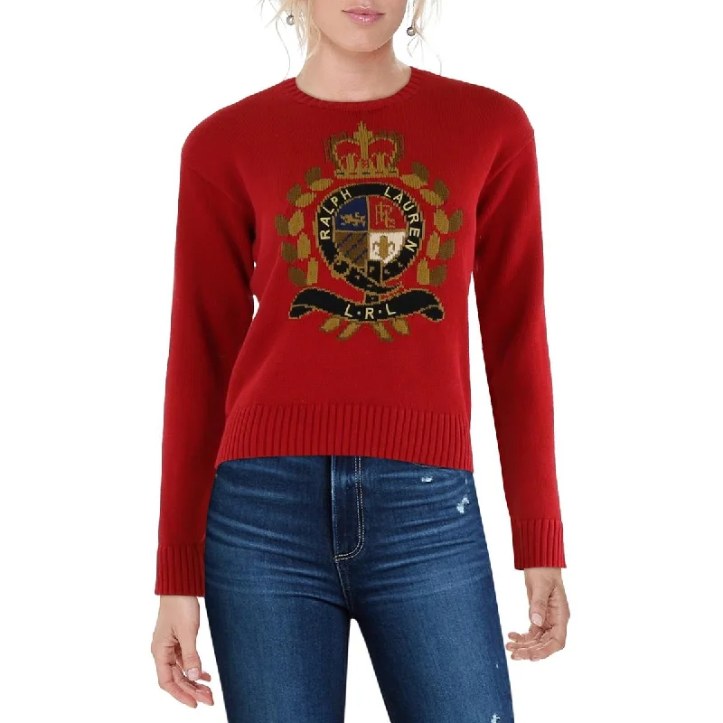 Elevated Weekend Lauren Ralph Lauren Womens Crewneck Logo Pullover Sweater