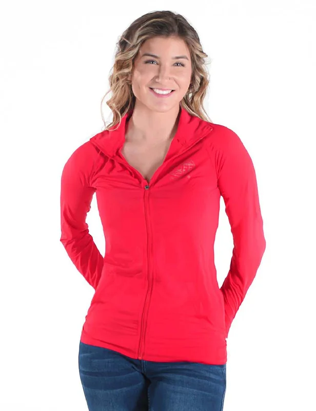 Tailored Elegance Cowgirl Tuff Womens Cooling UPF Bright Red Nylon Softshell Jacket