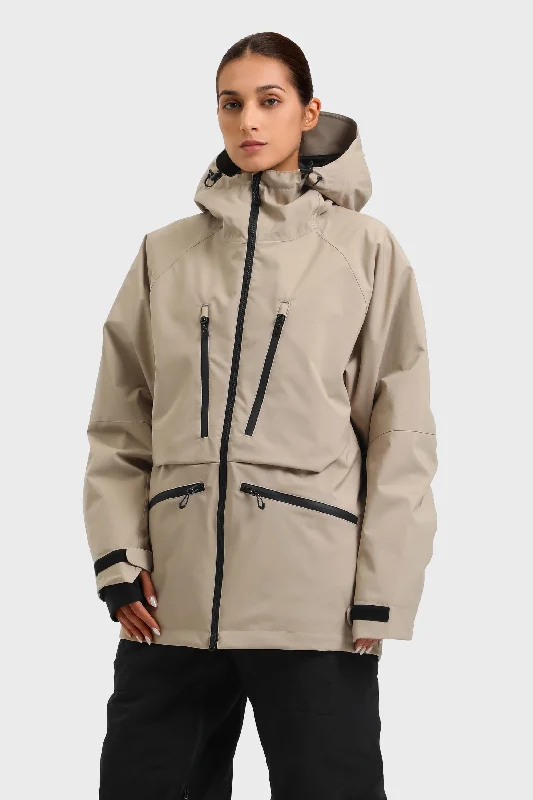 Sleek Tailored Women's Khaki Multifunctional Waterproof Insulated Snow Jacket