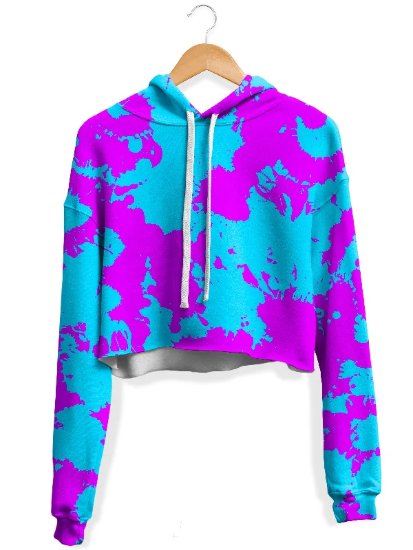 Tailored Sportwear Blue and Purple Paint Splatter Fleece Crop Hoodie