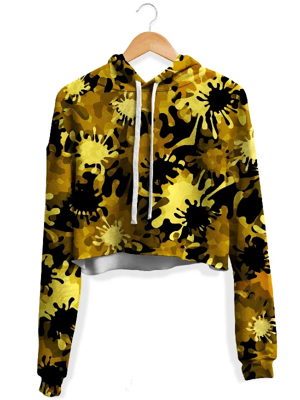 Elevated Pastels Gold Splatter Fleece Crop Hoodie