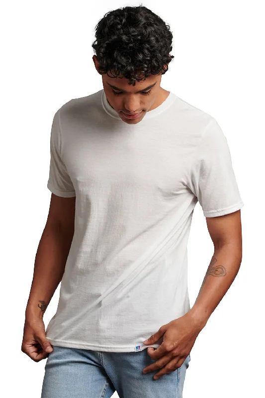 Sleek Weekend Russell Athletic Mens Dri-Power Moisture Wicking Performance Short Sleeve Crewneck T-Shirt - White