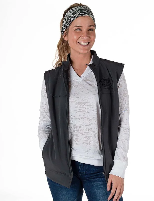 Sporty Fitwear Cowgirl Tuff Womens Stretch Charcoal Nylon Softshell Vest