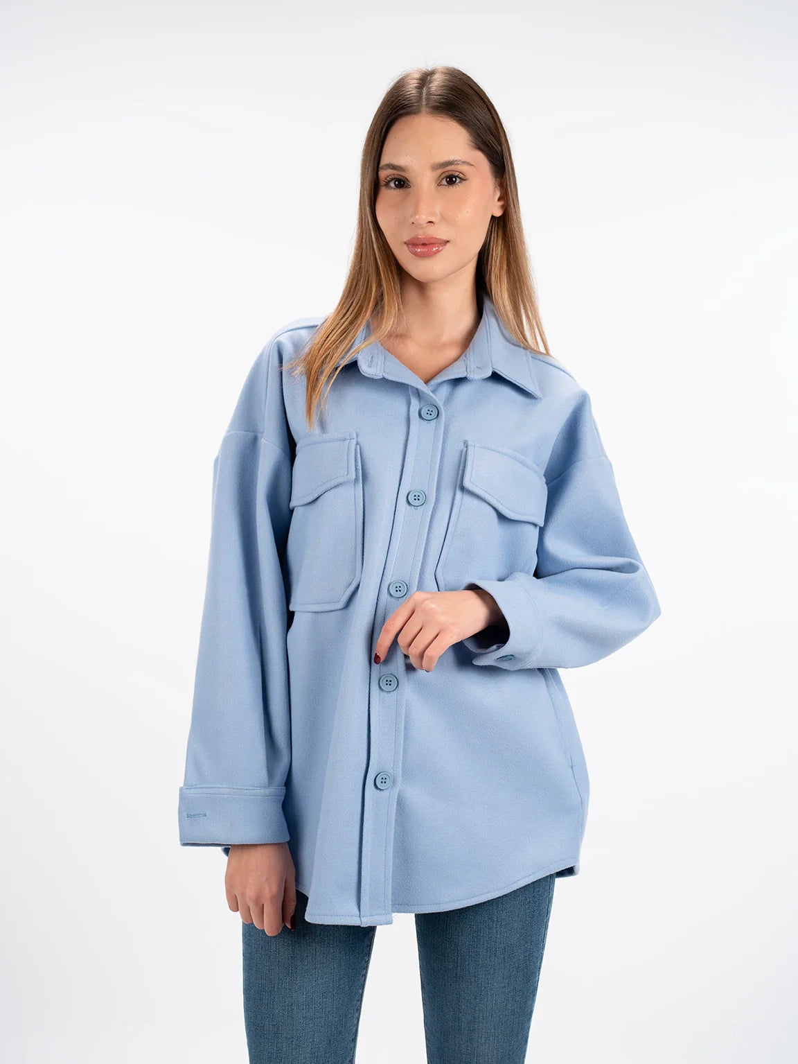 Minimalist Weekend Warm Blue Buttoned Shirt