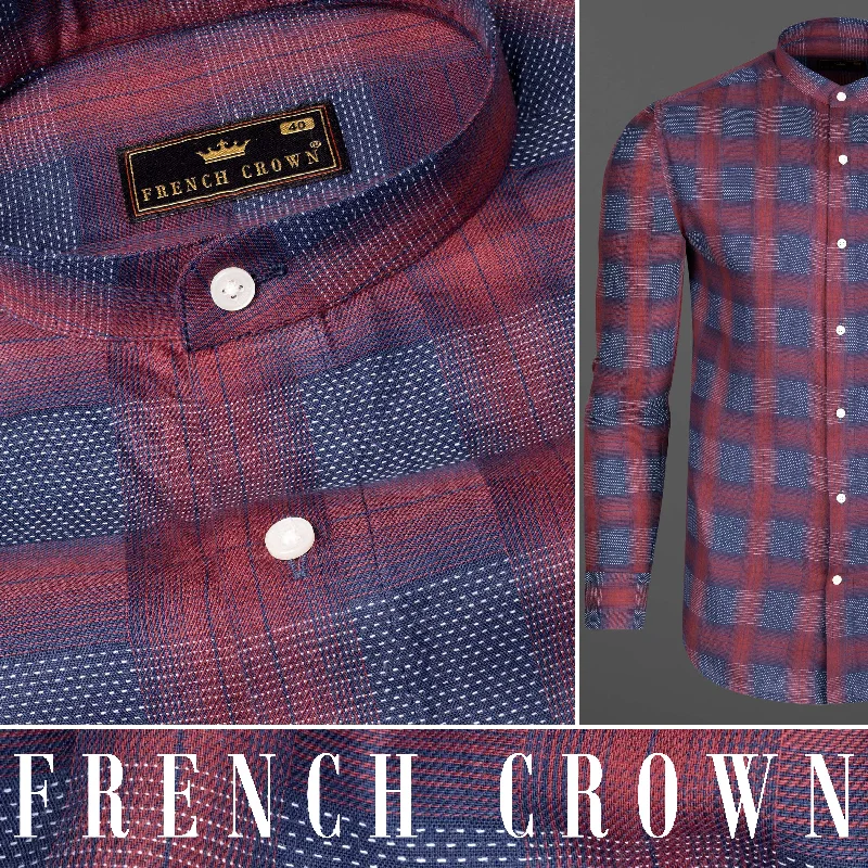 Retro Sportwear Claret Red with East Bay Twill Plaid Premium Cotton Shirt