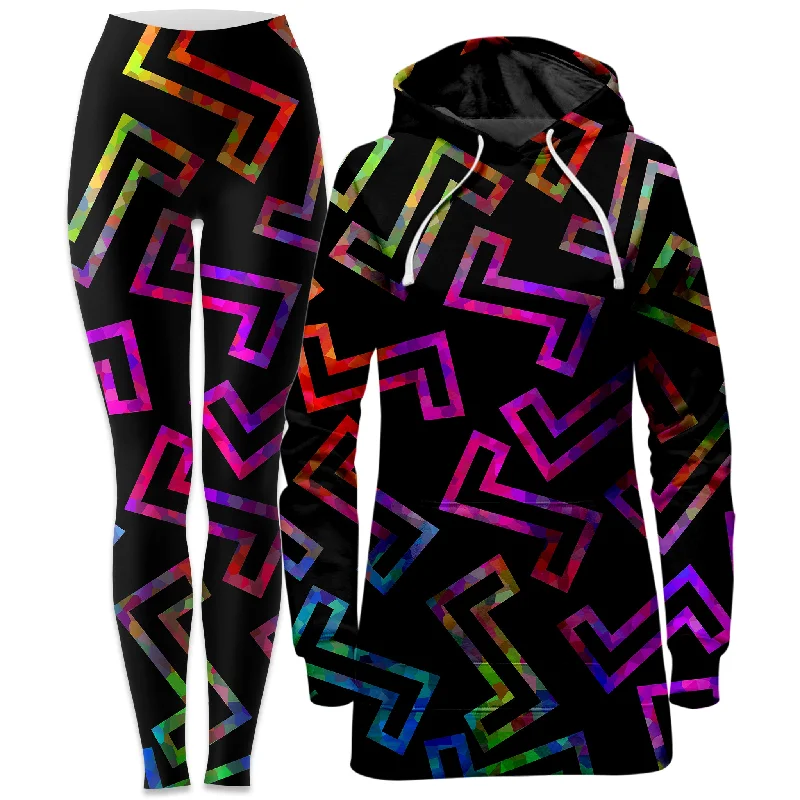 Rugged Basics Sparkle Geometric Hoodie Dress and Leggings Combo