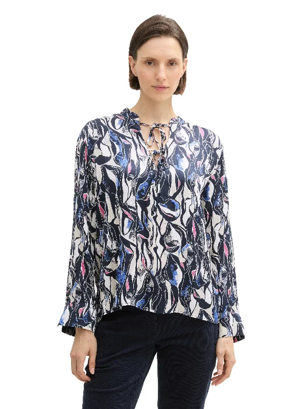 Elevated Weekend Look Tom Tailor Patterned Relaxed Fit Navy Shirt