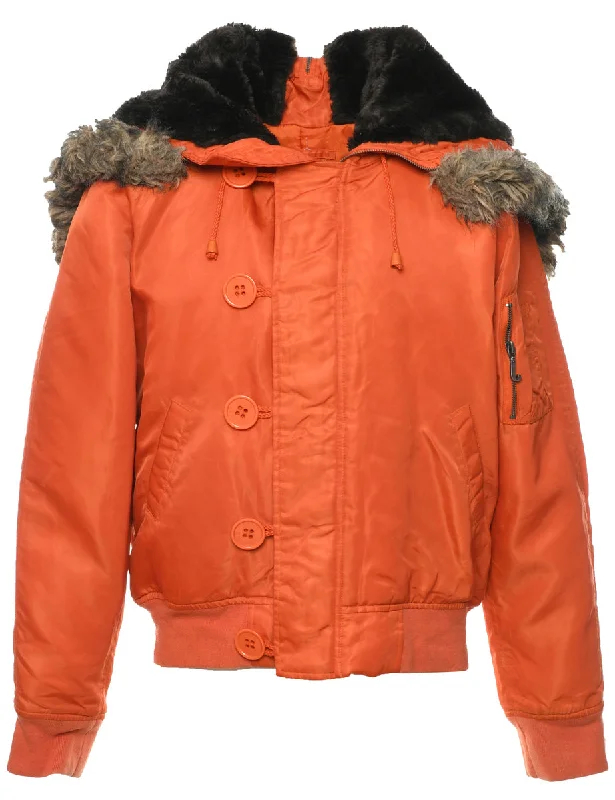 Soft Classics Faux Fur Trim Orange Ski Jacket - M