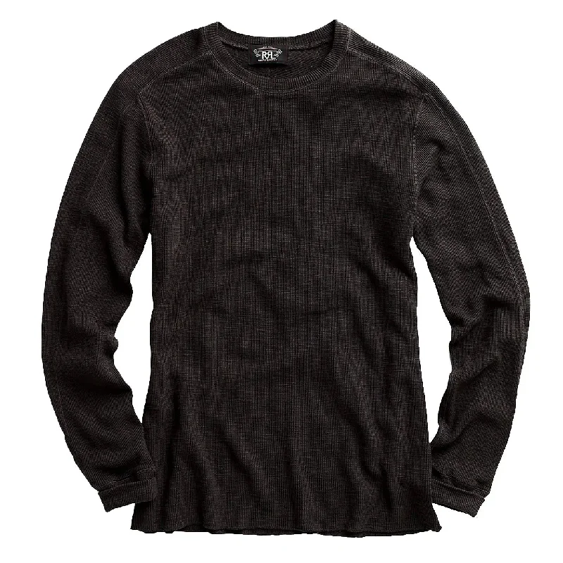 Relaxed Casualwear RRL by Ralph Lauren Textured Crew Neck L/S T-Shirt Faded Black Canvas