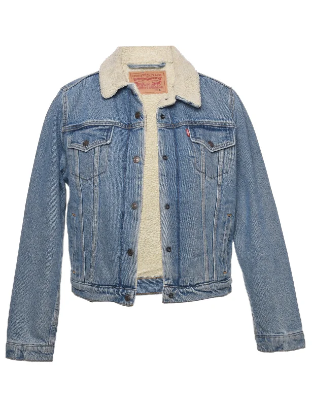 Classic Tailored Look Levi's Shearling Denim Jacket - L