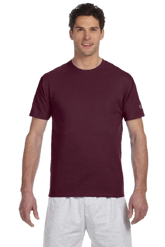 Earthy Casual Champion Mens Short Sleeve Crewneck T-Shirt - Maroon