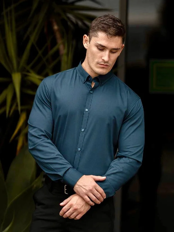 Cozy Chic Look Return Sale - Performance Bamboo Dress Shirt - Emerald Green