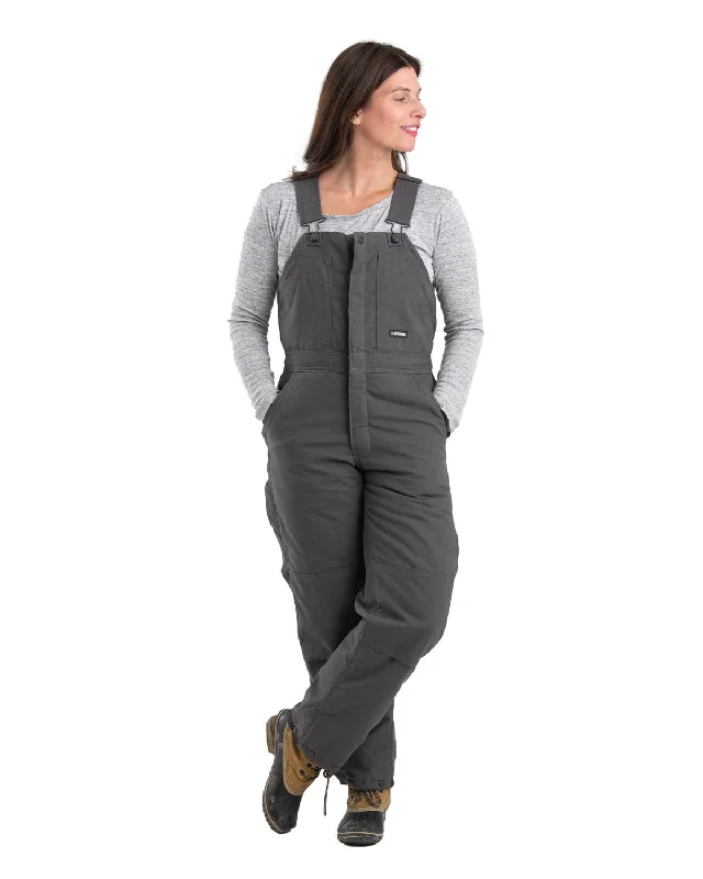 Urban Essentials Berne Apparel Womens Softstone Duck Insulated Titanium 100% Cotton Bib Overall