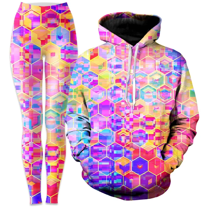 Relaxed Fit Look Spectral Cubes Hoodie and Leggings Combo