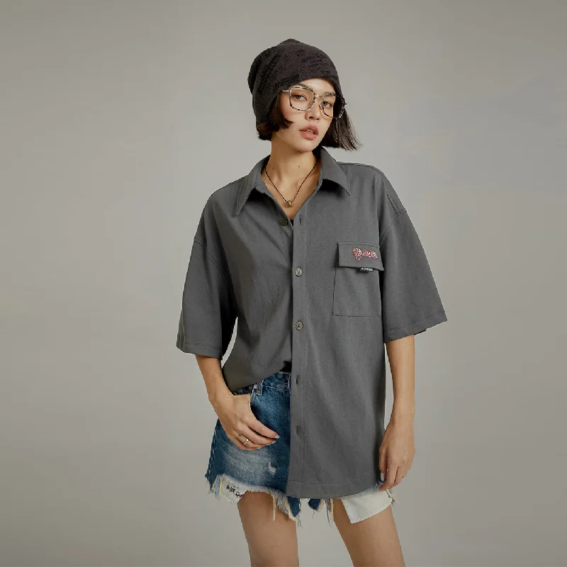 Soft Sport Look Embroidered Pocket Shirt