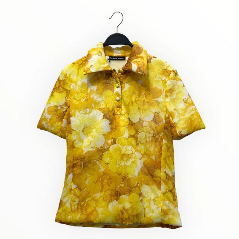 Sporty Minimalist KWAIDAN EDITIONS/Polo, /38/Floral Pattern/Polyester/YEL/padded transparent jersey t