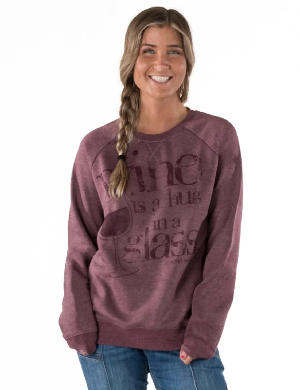 Minimalist Fit Cowgirl Tuff Womens Hug In A Glass Wine Poly/Rayon Sweatshirt