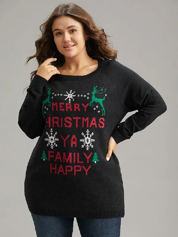 Soft Fitwear Supersoft Essentials Christmas Elk Letter Crew Neck Pullover