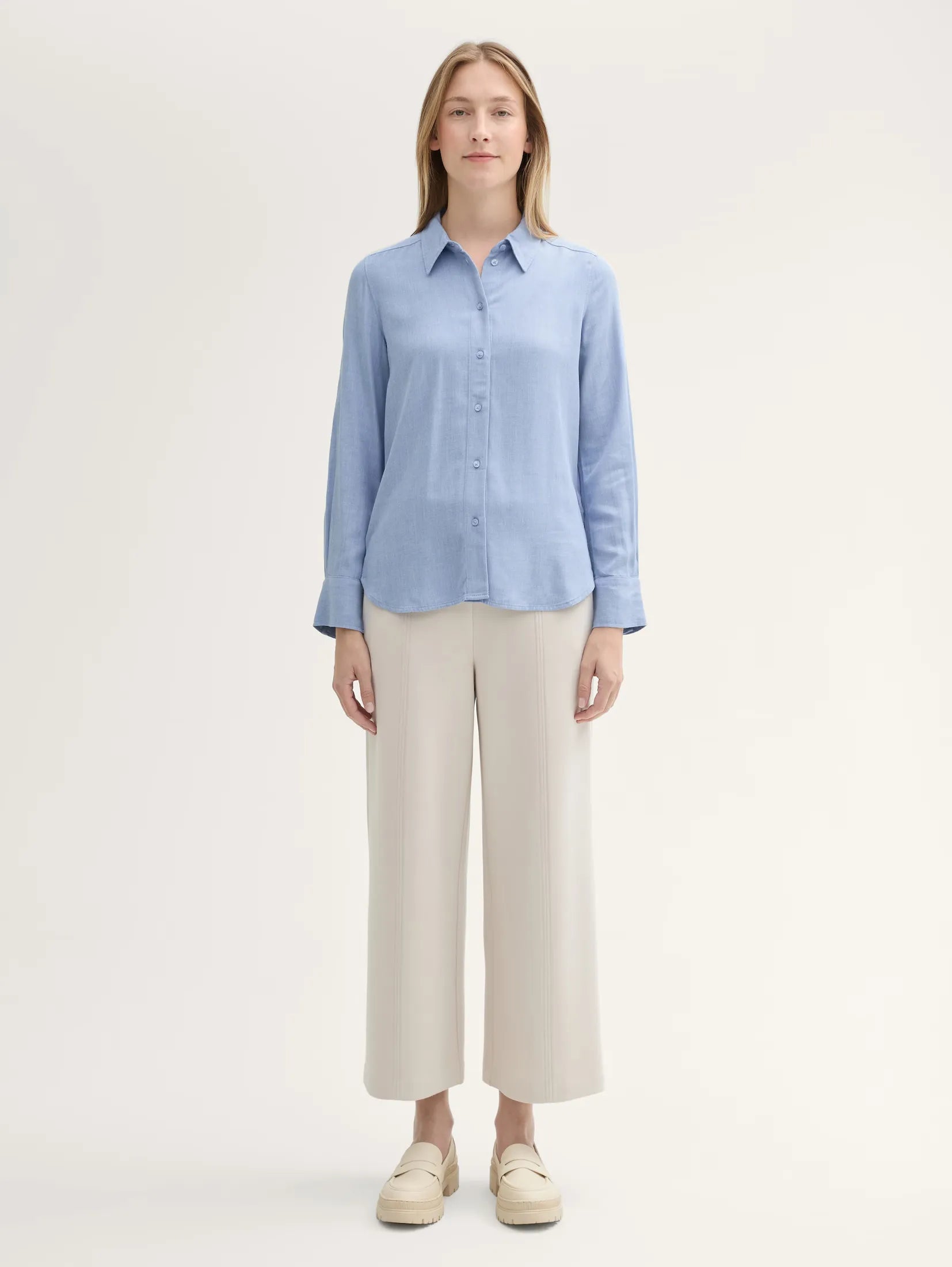 Modern Chic Look Tom Tailor Light Blue Viscose Shirt