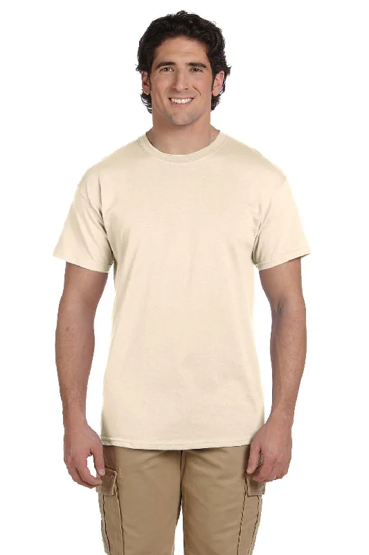 Urban Weekend Look Fruit Of The Loom Mens HD Jersey Short Sleeve Crewneck T-Shirt - Natural - Closeout