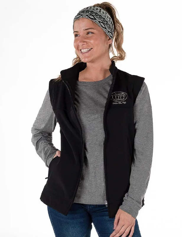 Weekend Sporty Cowgirl Tuff Womens Stretch Black Nylon Softshell Vest