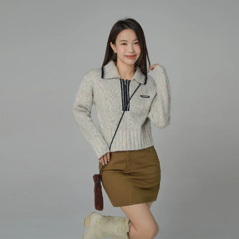 Chic Outerwear Look All The Lights Collar Zip Knit Sweater