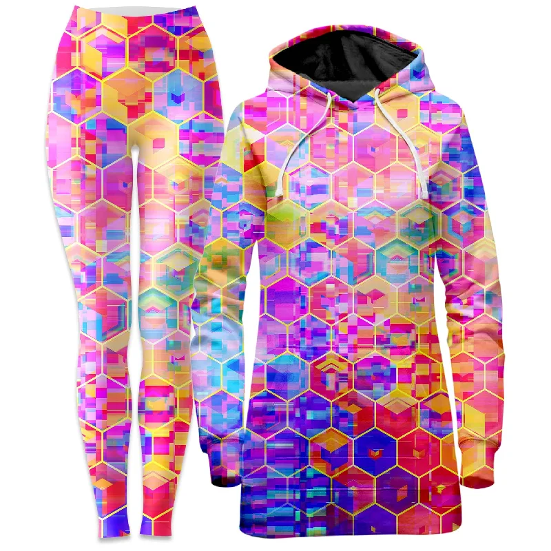 Soft Classics Spectral Cubes Hoodie Dress and Leggings Combo