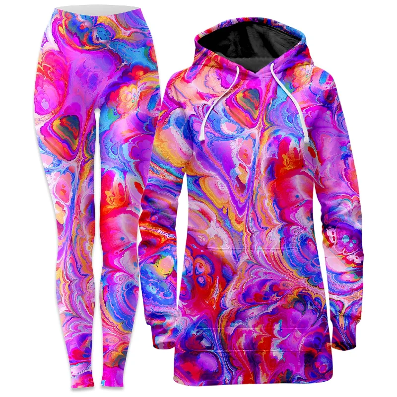 Fashionable Sport Look Plasma Flow Hoodie Dress and Leggings Combo