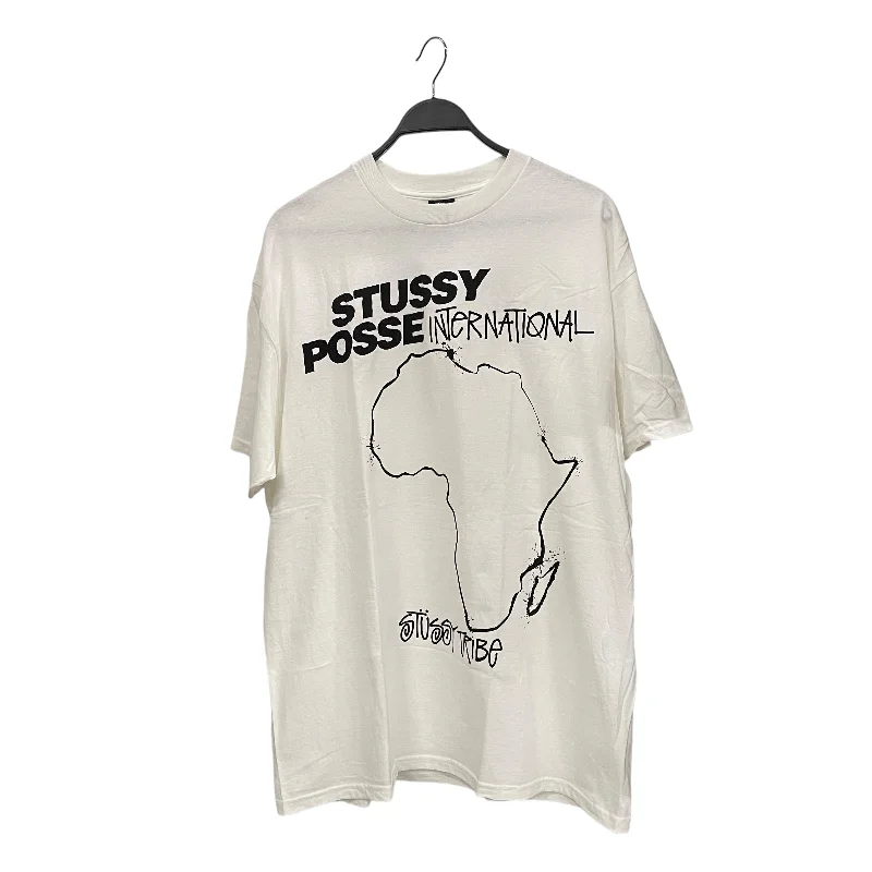 Casual Rugged STUSSY/T-Shirt/XL/Cotton/WHT/Graphic/Posse International