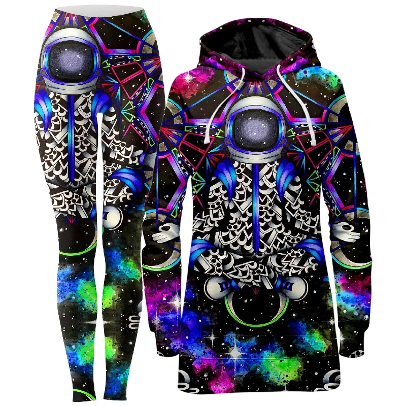 Weekend Sporty Cosmonaut Hoodie Dress and Leggings Combo