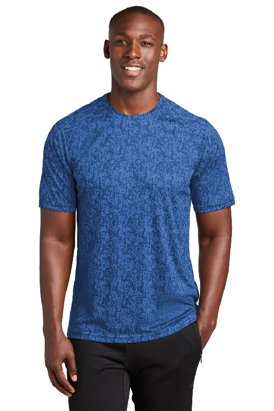 Earthy Fit Sport-Tek Mens Digi Camo Moisture Wicking Short Sleeve Crewneck T-Shirt - Royal Blue