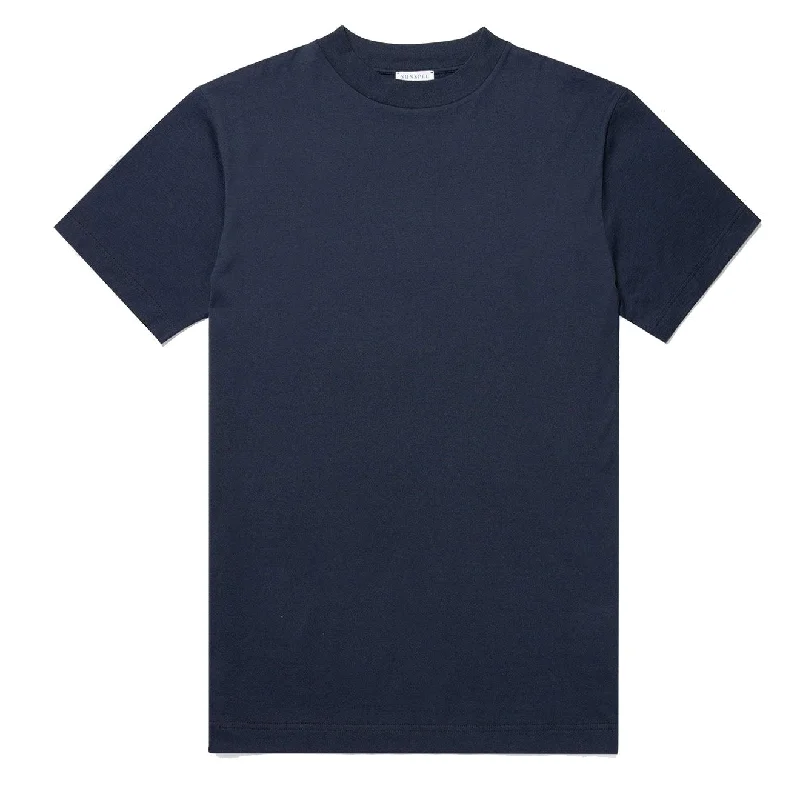 Sporty Fitwear Sunspel Mock Neck T-Shirt Navy