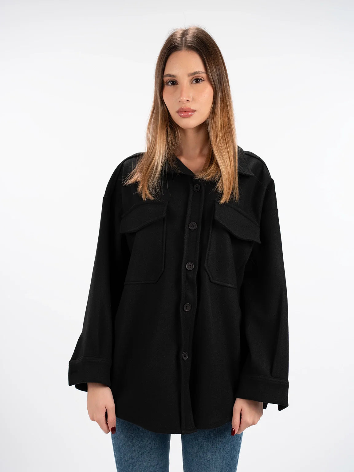 Smart Relaxed Warm Black Buttoned Shirt