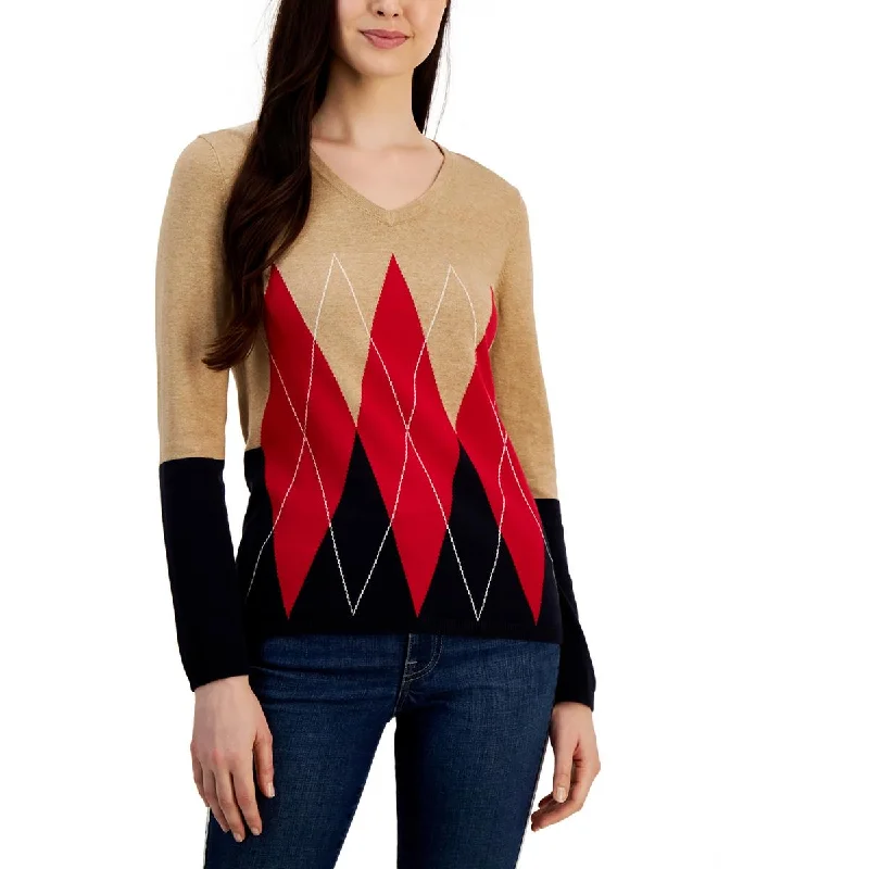 Casual Fitwear Tommy Hilfiger Womens Argyle Colorblocked Pullover Sweater