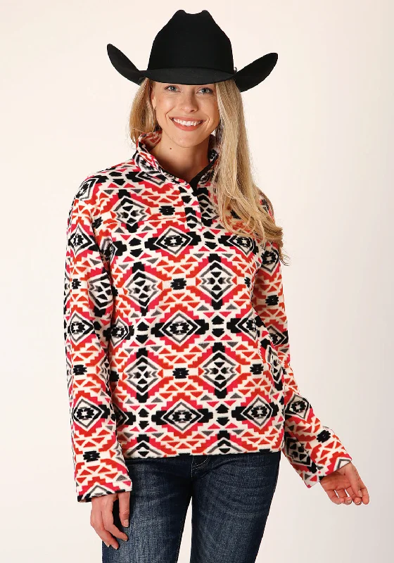 Smart Sport Look Roper Womens Aztec Print Orange/Black Polyester Fleece Jacket