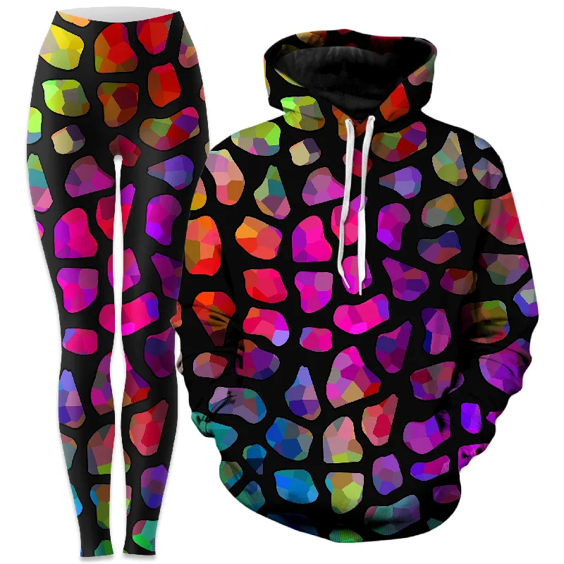 Sporty Minimalist Jewel Giraffe Spots Hoodie and Leggings Combo