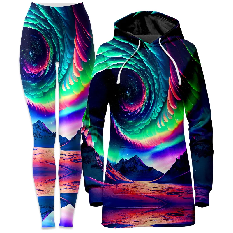 Minimalist Fit Look Northern Lights II Hoodie Dress and Leggings Combo