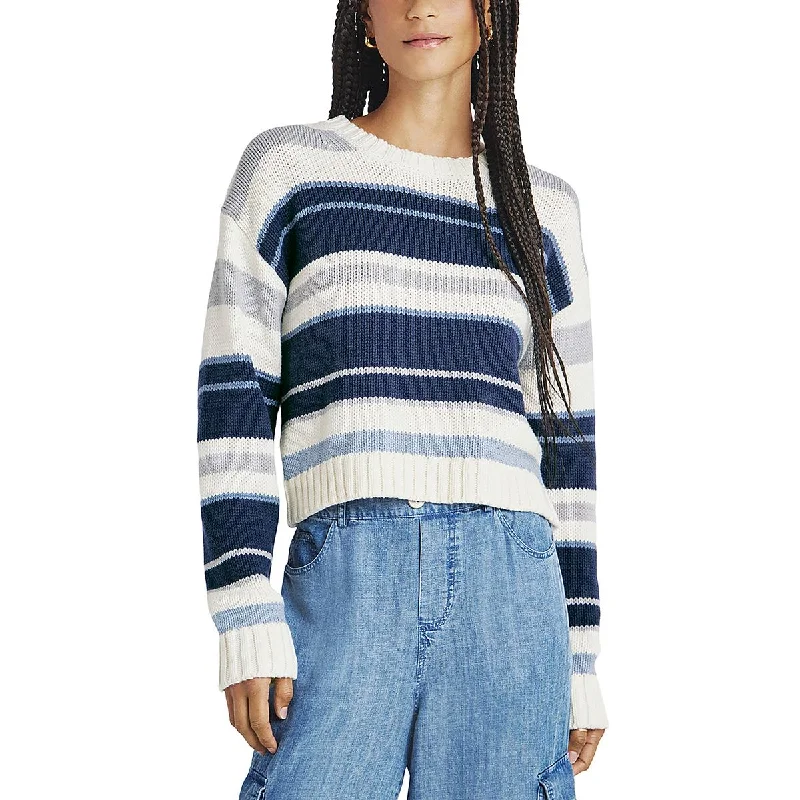 Smart Sport Look Splendid Womens Ribbed Trim Striped Crewneck Sweater