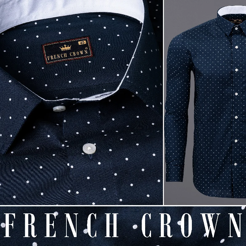 Relaxed Outerwear Midnight Blue with white Dotted Royal Oxford Shirt